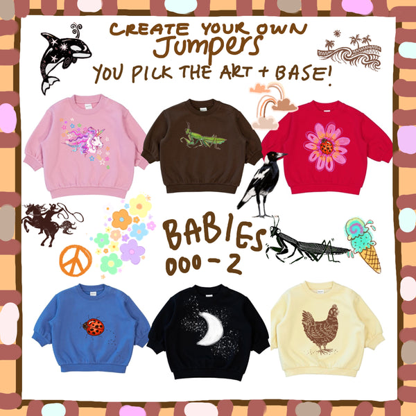 Create your own BABY JUMPERS - size 000 to 18-24mths