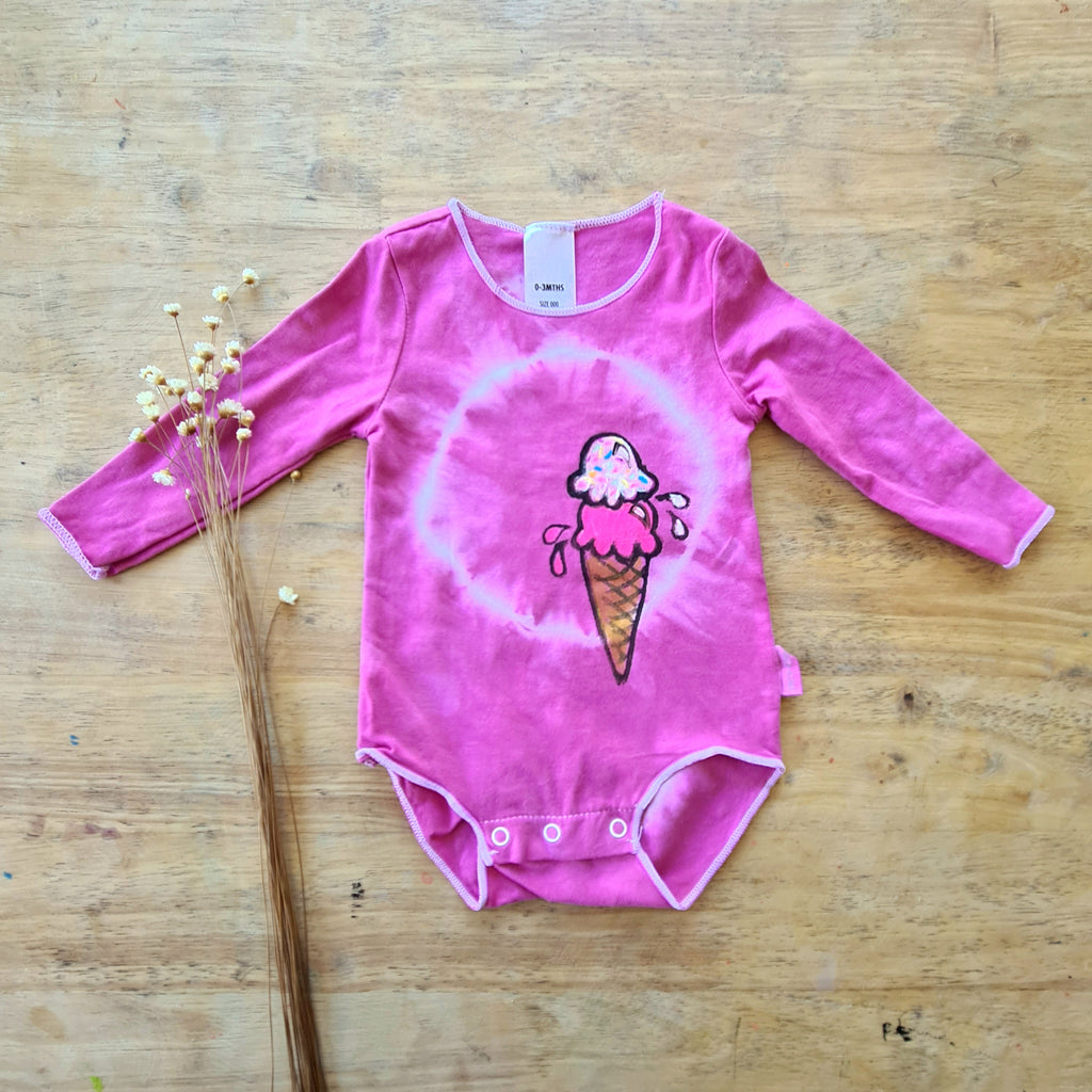 Size 000 ready to post ice cream onesie long sleeve