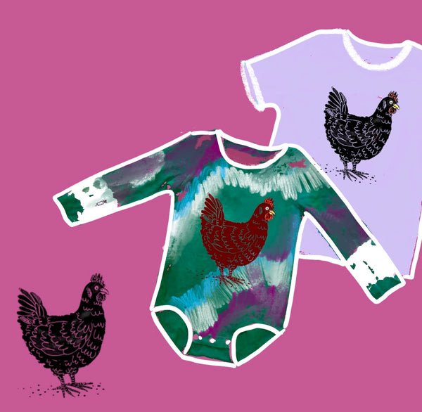 Chicken Stamp Onesie
