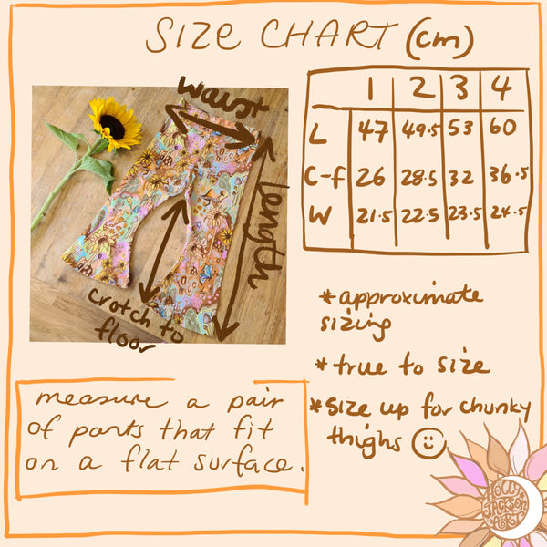 Enchanted Sunflower Flares (size 1 to 4) Ready to post