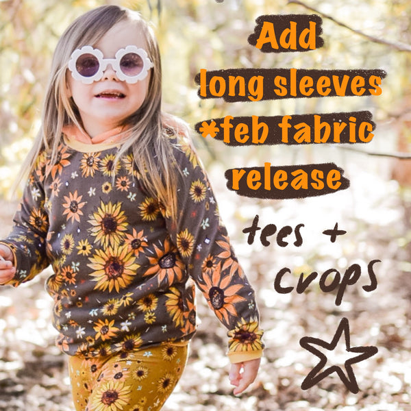Add long sleeves for crops and tees (pre order fabric items)