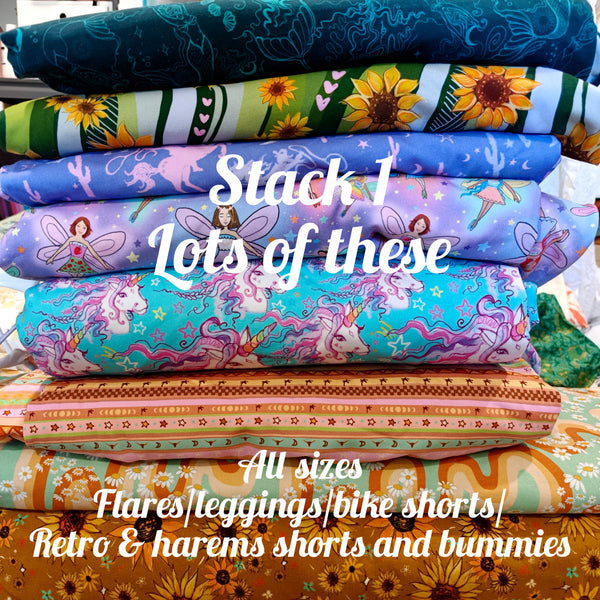 STACK 1 Feb Restock Fabric (lots of these designs all sizes) - flares/legs/tees/crops/shorts/bummies