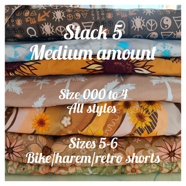 STACK 5 Feb Restock Fabric (medium amount 000-6) - flares/legs/tees/crops/shorts/bummies
