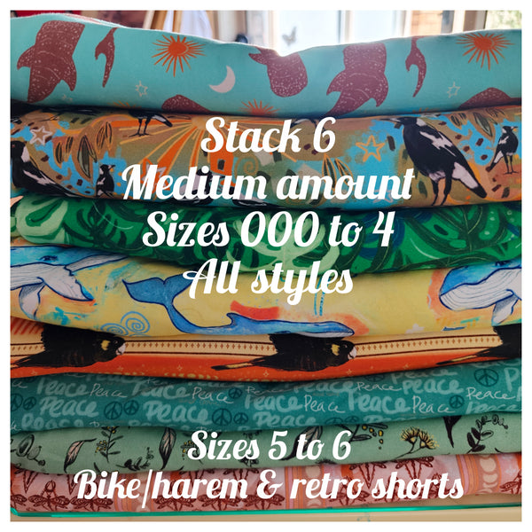 STACK 6 Feb Restock Fabric (medium amount 000-6) - flares/legs/tees/crops/shorts/bummies