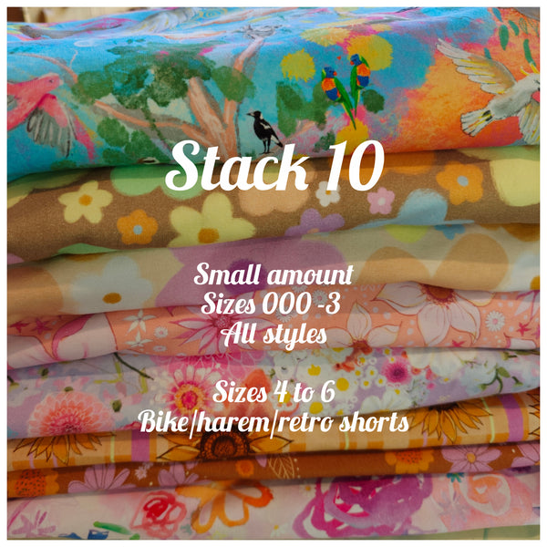 STACK 10 Feb Restock Fabric (small amount amount 000-6) - flares/legs/tees/crops/shorts/bummies