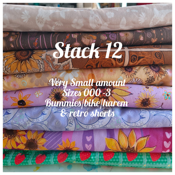 STACK 12 Feb Restock Fabric (very small amount amount 000-3) - flares/legs/tees/crops/shorts/bummies