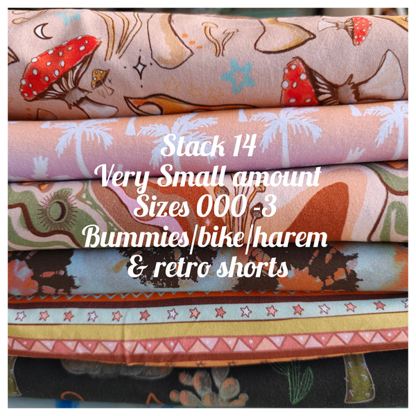 STACK 14 Feb Restock Fabric (very small amount amount 000-3) - flares/legs/tees/crops/shorts/bummies