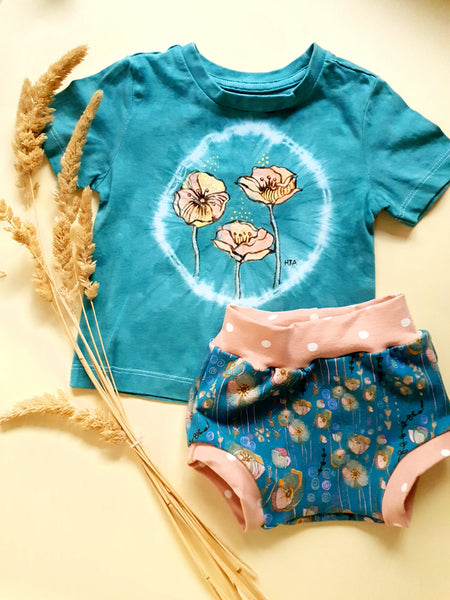 Hand painted and hand dyed Wild Poppies Tshirt