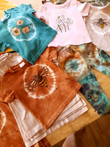 Hand painted and hand dyed Beez Kneez Tshirt
