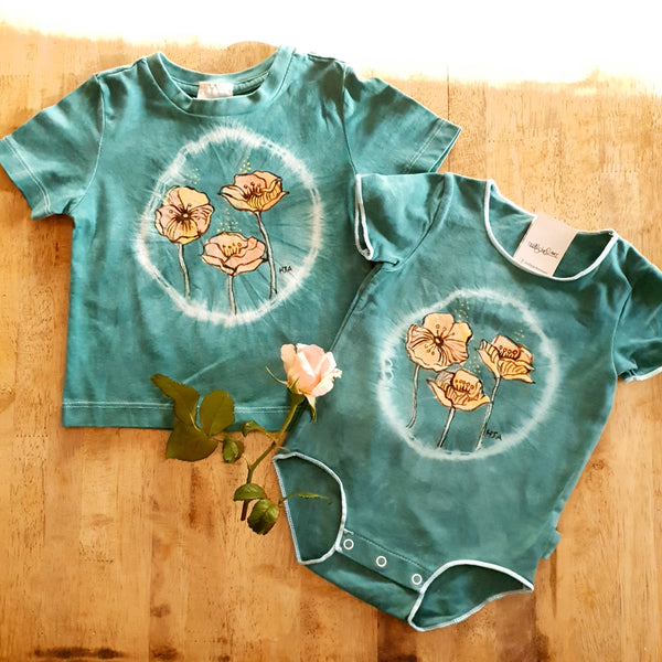 Hand painted and hand dyed Wild Poppies Tshirt