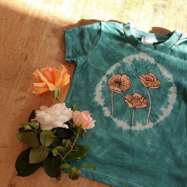 Hand painted and hand dyed Wild Poppies Tshirt