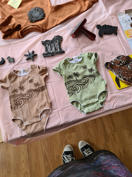 Island Vibes hand stamped Onesie