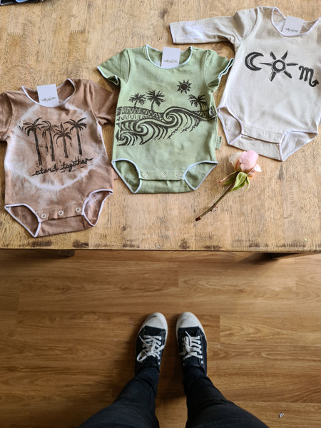 Island Vibes hand stamped Onesie