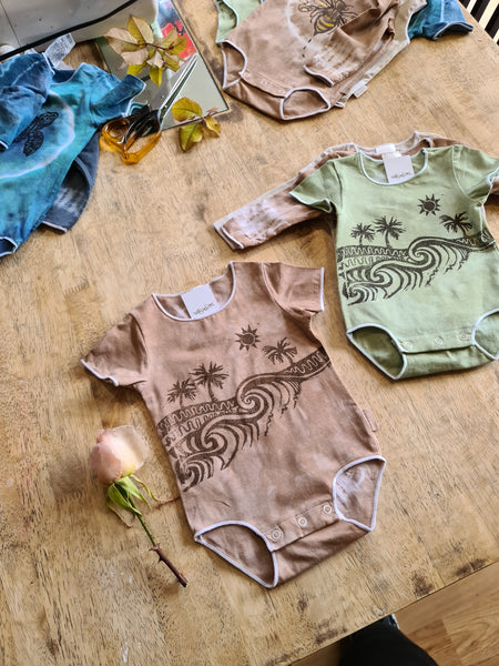 Island Vibes hand stamped Onesie