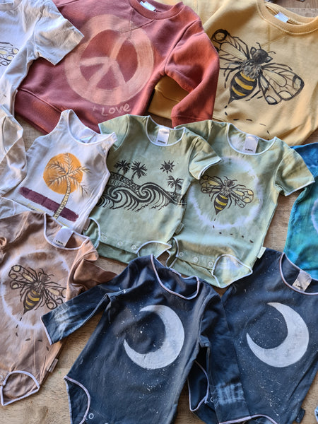Island Vibes hand stamped Onesie