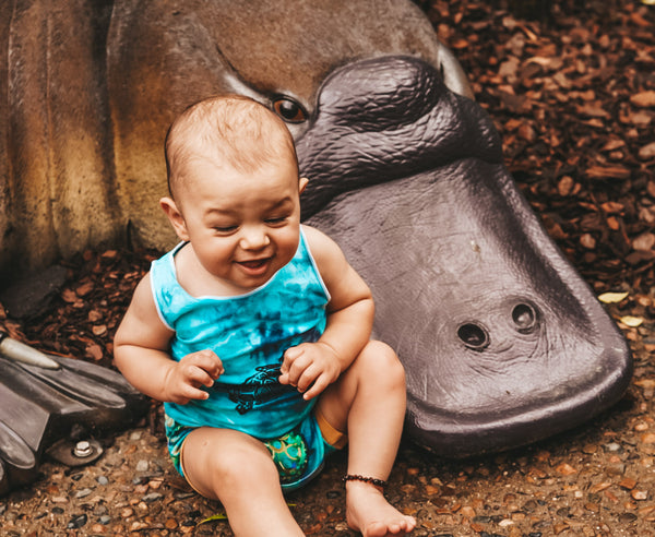Hand dyed and hand stamped Under the Sea (turtle) Onesie