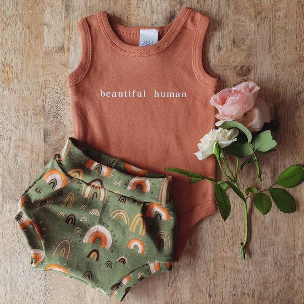 Olive Rainbow Bummies